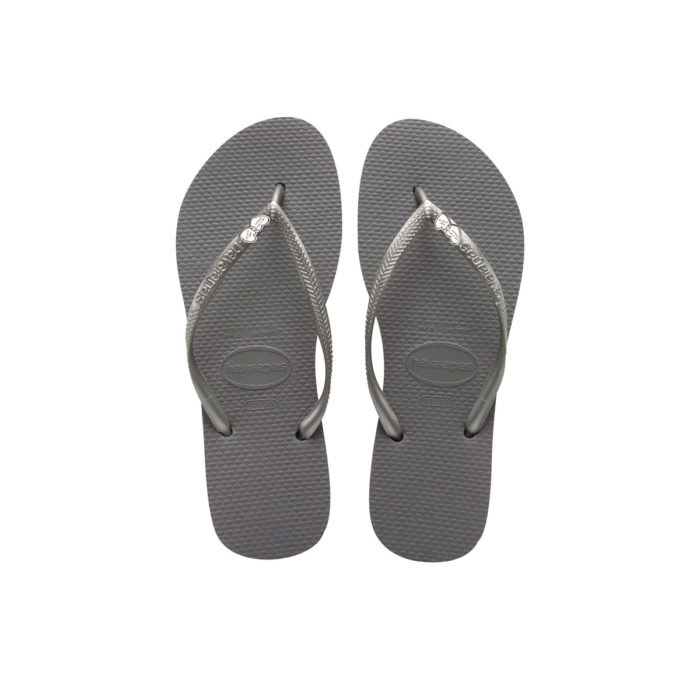 Havaianas Slim Silver Flip-Flops with Heart Charm Personalised Wedding