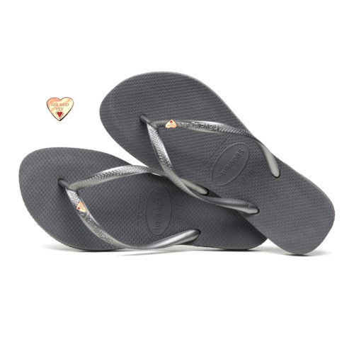 Havaianas Silver Flip-Flops with Gold Heart Charm Personalised Wedding