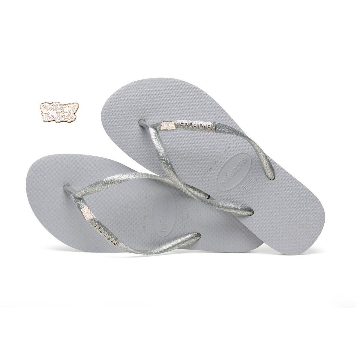 gold and silver flip flops