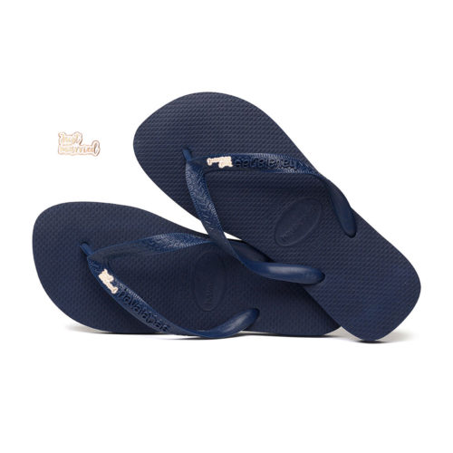 'Just Married' Rose Gold Charm Havaianas Top Navy Wedding Flip Flops