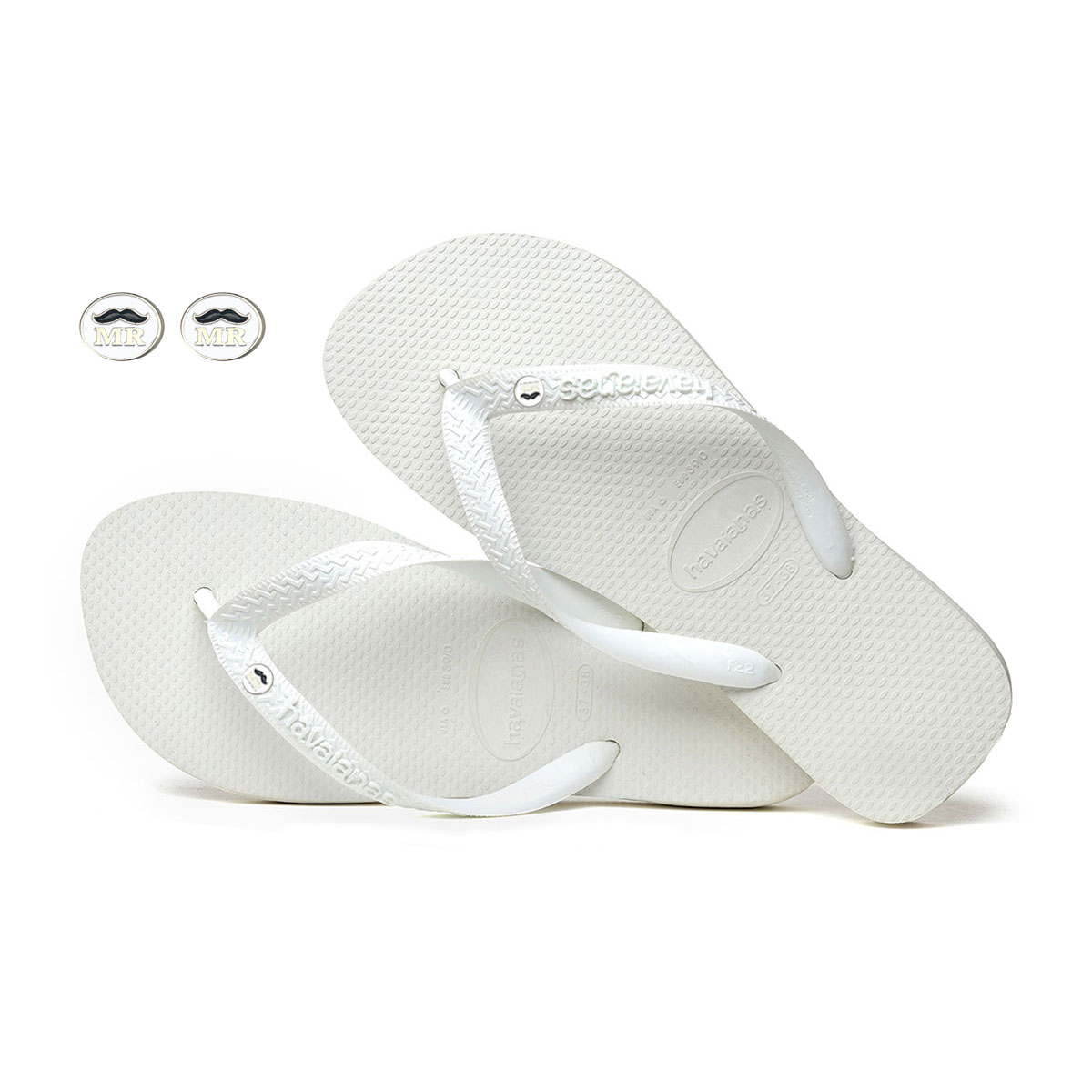 Mr and Mr Silver Charm Havaianas Top White Wedding Gift